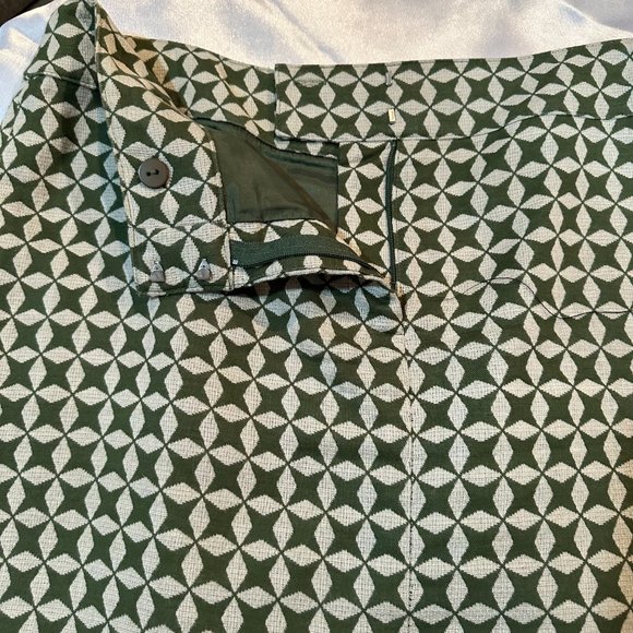 Ann Taylor Loft Cream & Sage Green Patterned Pencil Skirt Size 10 - Picture 4 of 8
